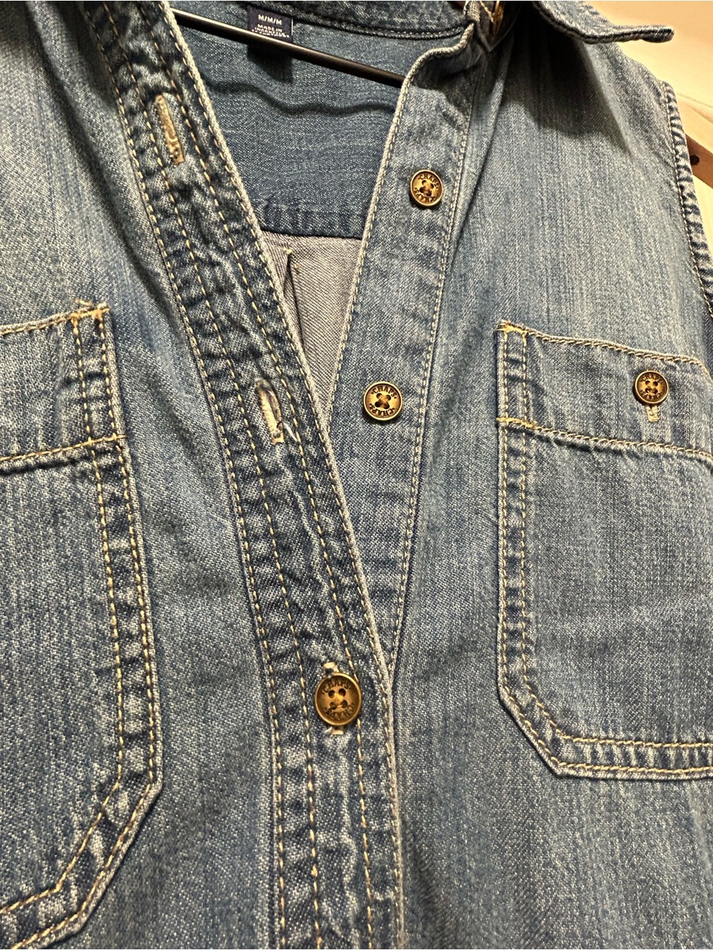 Chaps Denim Sleeveless Knee Length Button Front Dress 100% Cotton Western - Picture 3 of 6